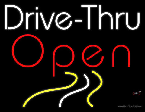 Drive Thru Red Open Real Neon Glass Tube Neon Sign 