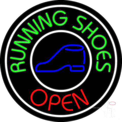 Running Shoes Open With Border Neon Sign 