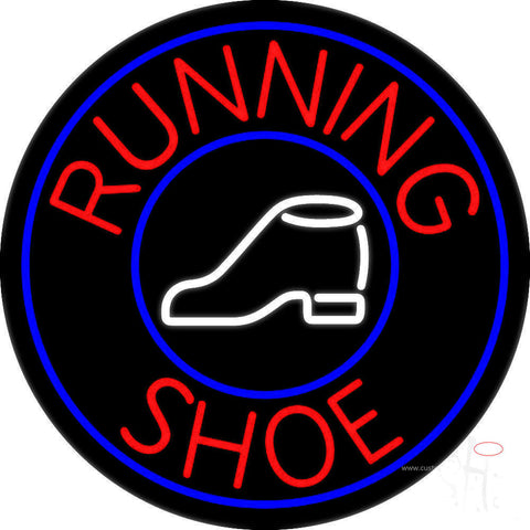 Running Shoes With Circle Neon Sign 