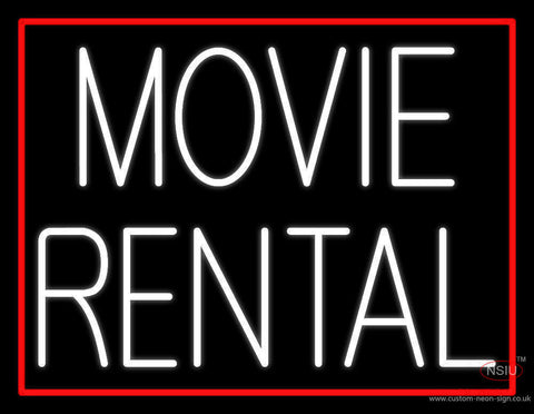 White Movie Rental Neon Sign 