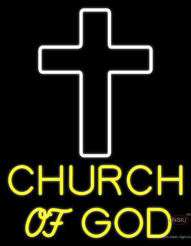 Yellow Church Of God Neon Sign 