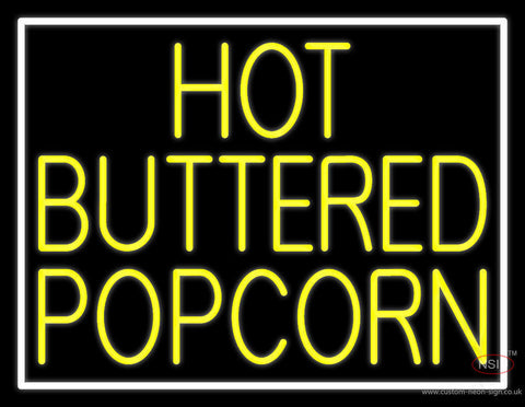 Yellow Hot Buttered Popcorn Neon Sign 