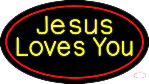 Yellow Jesus Loves You Neon Sign 
