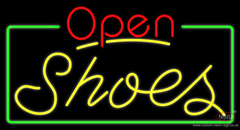 Yellow Shoes Open With Border Neon Sign 