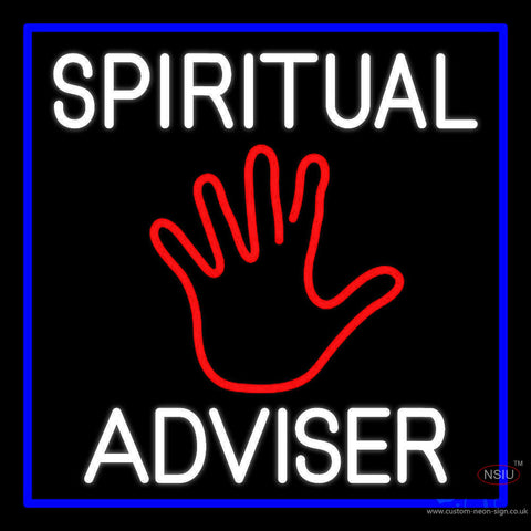 White Spiritual Advisor With Red Palm Neon Sign 