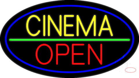 Yellow Cinema Open Neon Sign 