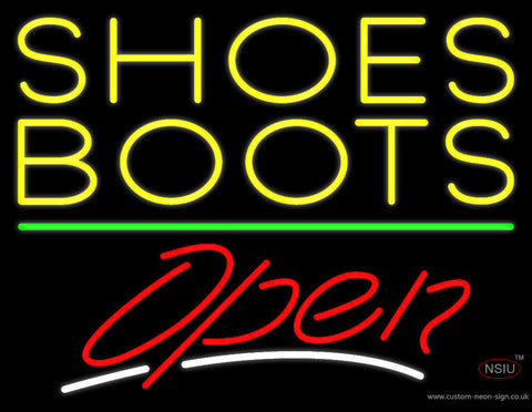 Yellow Shoes Boots Open Neon Sign 