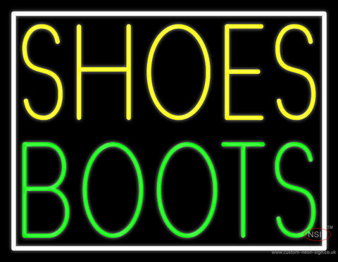 Yellow Shoes Green Boots With Border Neon Sign 