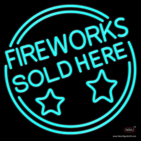 Fireworks Sold Here Circle Neon Sign 