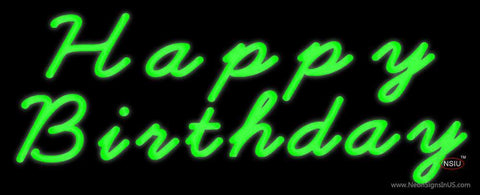 Green Cursive Happy Birthday Neon Sign 