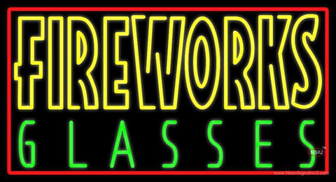 Fire Work Glasses  Neon Sign 