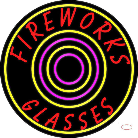 Fire Work Glasses  Neon Sign 