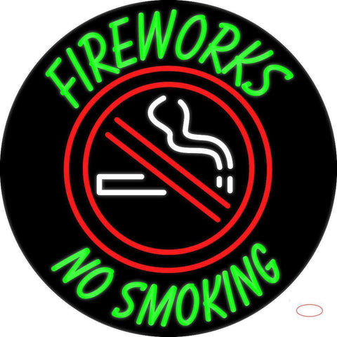 Fire Works No Smoking With Logo  Neon Sign 