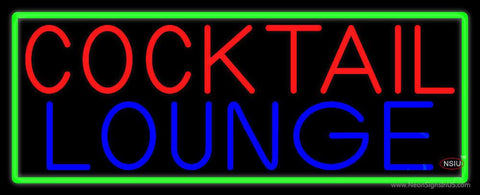 Cocktail Lounge With Green Border Real Neon Glass Tube Neon Sign 