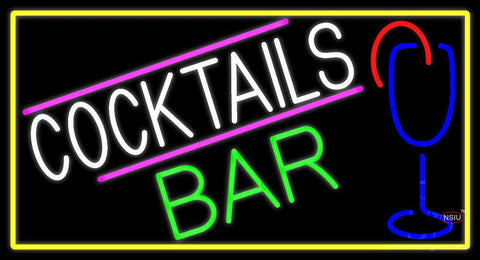 Cocktails Bar With Glass Real Neon Glass Tube Neon Sign 
