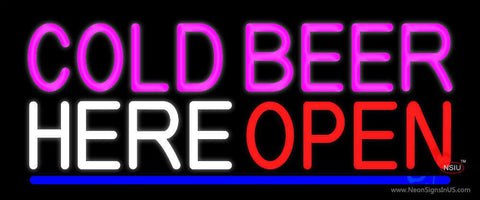 Cold Beer Here Open Real Neon Glass Tube Neon Sign 