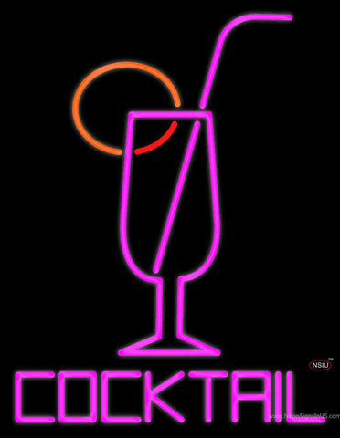 Cocktail Glass With Straw Real Neon Glass Tube Neon Sign 