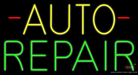 Yellow Auto Green Repair Block Neon Sign 