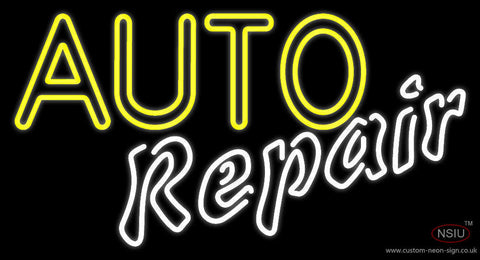 Yellow Auto White Repair Neon Sign 