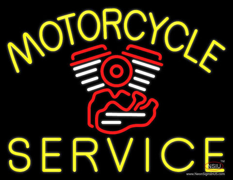 Yellow Motorcycle Service Real Neon Glass Tube Neon Sign 