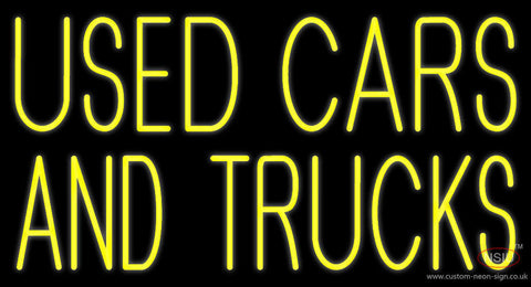 Yellow Used Cars And Trucks Neon Sign 