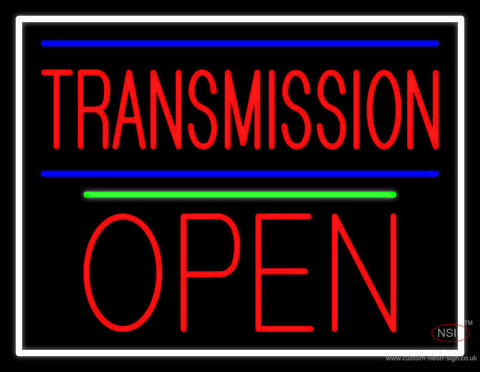 Red Transmission With Block Open Line Neon Sign 