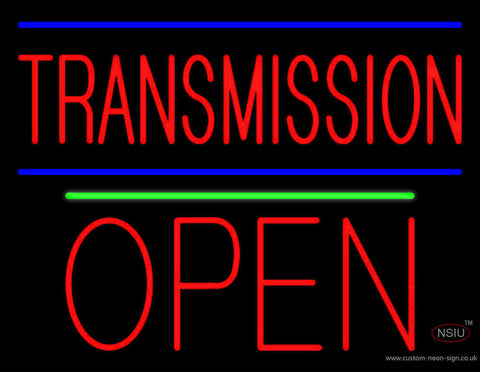 Red Transmission Open Block Open Green Line Neon Sign 