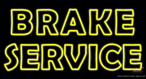 Yellow Double Stroke Brake Service Neon Sign 
