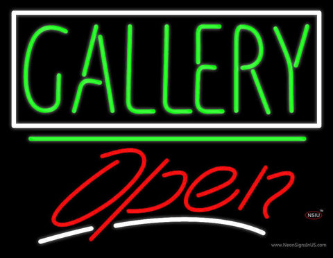 Green Gallery Block With Open  Real Neon Glass Tube Neon Sign 