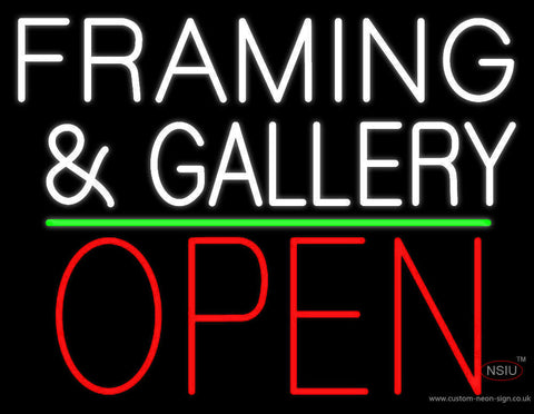 White Framing And Gallery With Open  Neon Sign 