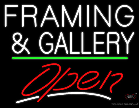 White Framing And Gallery With Open  Neon Sign 