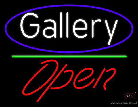 White Gallery With Open  Neon Sign 