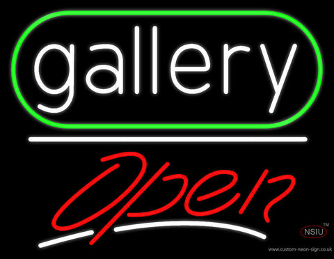 White Letters Gallery With Open  Neon Sign 