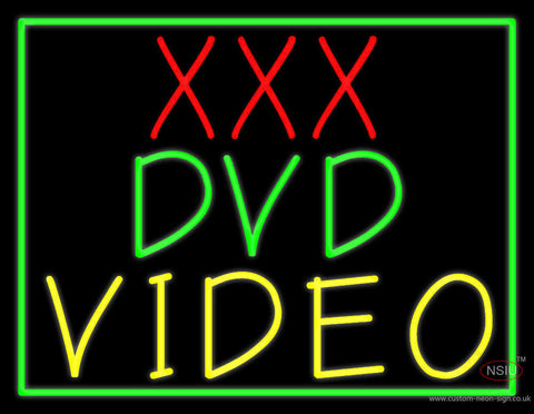 Xxx Dvd Video With Border Neon Sign 