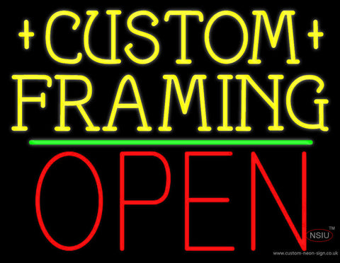 Yellow Custom Framing Open  Neon Sign 