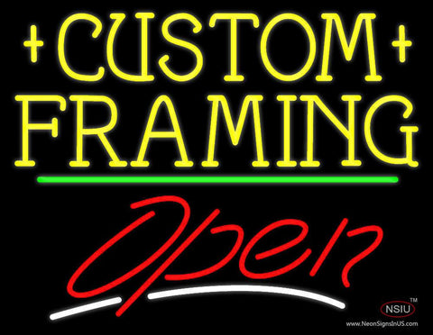 Yellow Custom Framing Open  Real Neon Glass Tube Neon Sign 