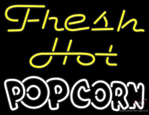 Yellow Fresh Hot White Popcorn Neon Sign 