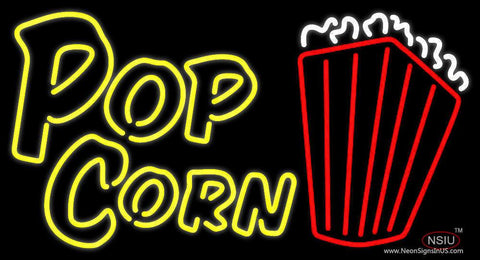 Yellow Popcorn With Logo Real Neon Glass Tube Neon Sign 