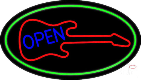 Guitar Blue Open Block  Real Neon Glass Tube Neon Sign 