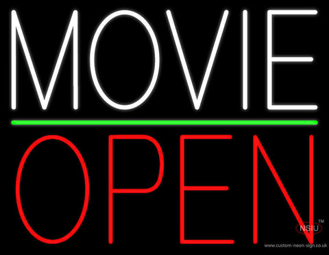 White Movie Open Neon Sign 