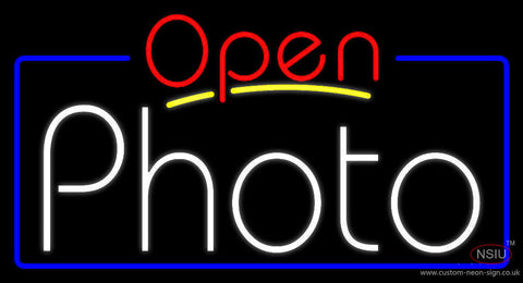 White Photo With Open  Neon Sign 