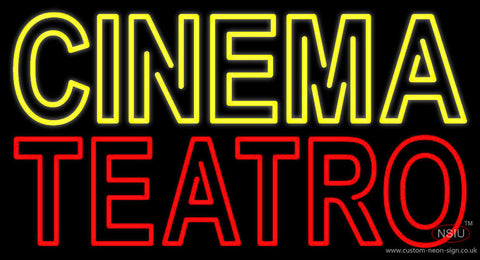 Yellow Cinema Red Teatro Neon Sign 