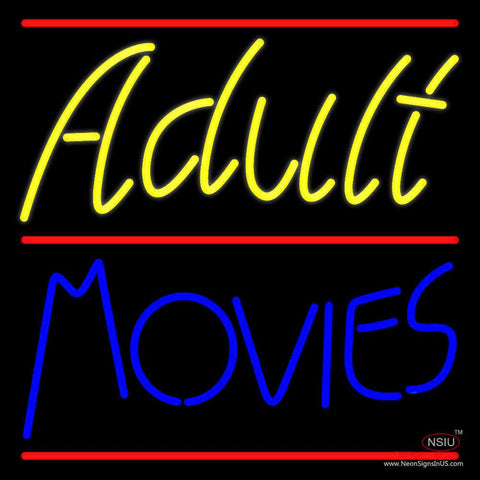 Yellow Adult Blue Movies Real Neon Glass Tube Neon Sign 