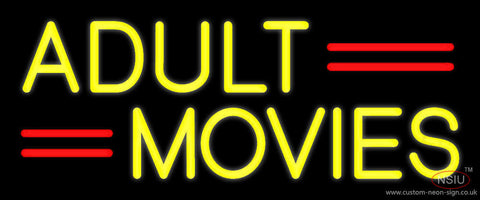 Yellow Adult Movies Neon Sign 