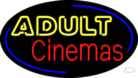 Yellow Adult Red Cinemas Neon Sign 