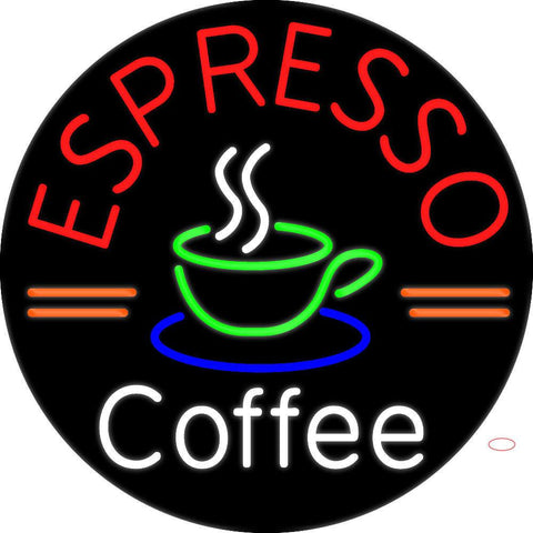 Custom Round Espresso Coffee Real Neon Glass Tube Neon Sign 