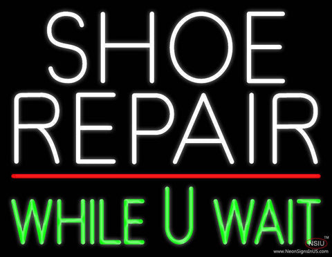 White Shoe Repair Green While You Wait Real Neon Glass Tube Neon Sign 
