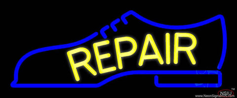 Yellow Repair Shoe Logo Real Neon Glass Tube Neon Sign 