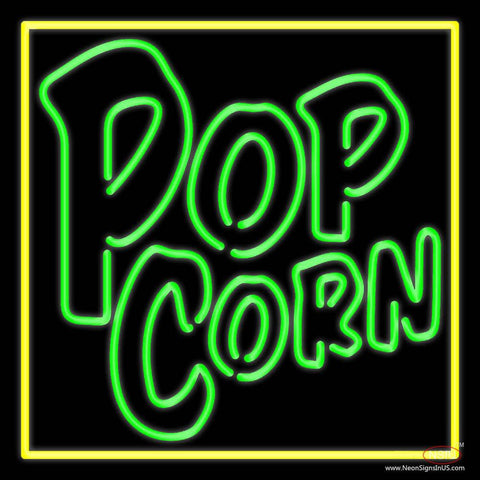 Green Popcorn With Border Real Neon Glass Tube Neon Sign 