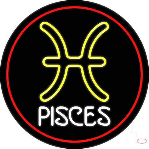 White Pisces Real Neon Glass Tube Neon Sign 